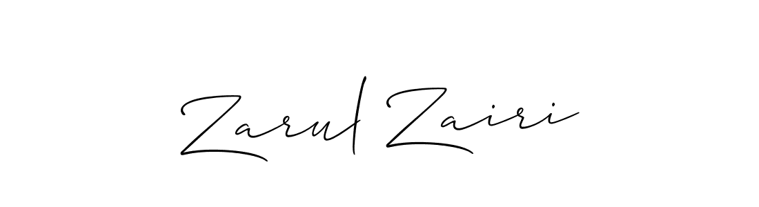 Make a beautiful signature design for name Zarul Zairi. With this signature (Allison_Script) style, you can create a handwritten signature for free. Zarul Zairi signature style 2 images and pictures png