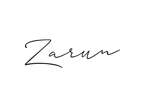 How to make Zarun signature? Allison_Script is a professional autograph style. Create handwritten signature for Zarun name. Zarun signature style 2 images and pictures png