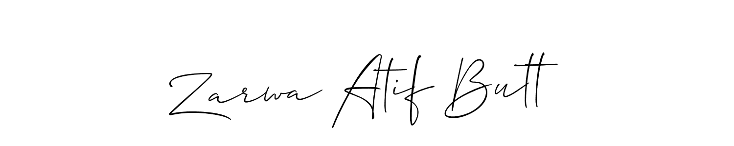 Make a short Zarwa Atif Butt signature style. Manage your documents anywhere anytime using Allison_Script. Create and add eSignatures, submit forms, share and send files easily. Zarwa Atif Butt signature style 2 images and pictures png
