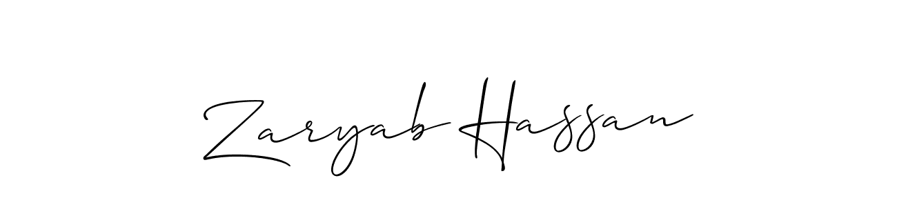 You should practise on your own different ways (Allison_Script) to write your name (Zaryab Hassan) in signature. don't let someone else do it for you. Zaryab Hassan signature style 2 images and pictures png