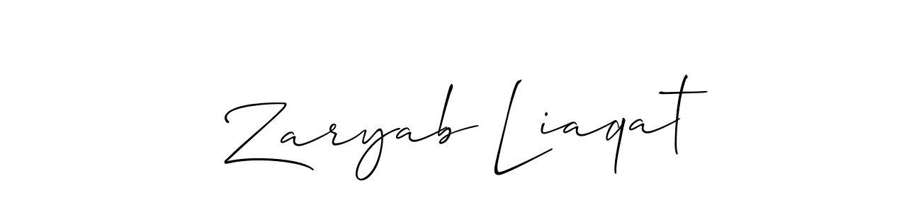 Also we have Zaryab Liaqat name is the best signature style. Create professional handwritten signature collection using Allison_Script autograph style. Zaryab Liaqat signature style 2 images and pictures png