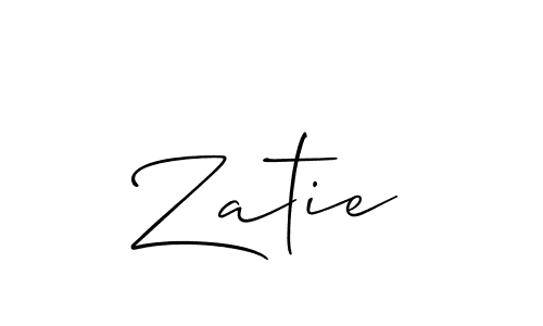 The best way (Allison_Script) to make a short signature is to pick only two or three words in your name. The name Zatie include a total of six letters. For converting this name. Zatie signature style 2 images and pictures png