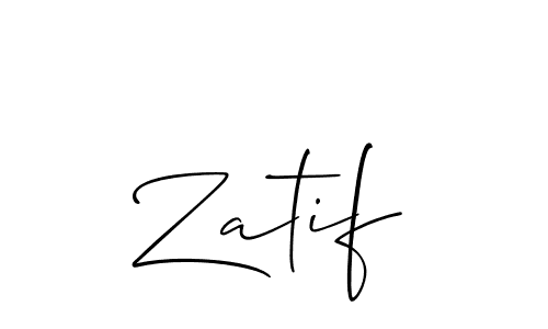 The best way (Allison_Script) to make a short signature is to pick only two or three words in your name. The name Zatif include a total of six letters. For converting this name. Zatif signature style 2 images and pictures png