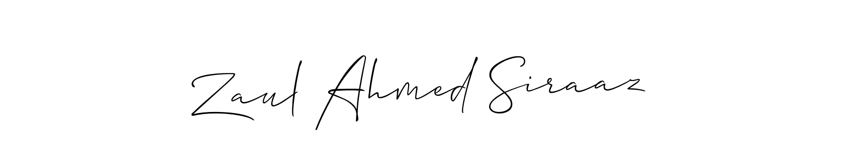 if you are searching for the best signature style for your name Zaul Ahmed Siraaz. so please give up your signature search. here we have designed multiple signature styles  using Allison_Script. Zaul Ahmed Siraaz signature style 2 images and pictures png