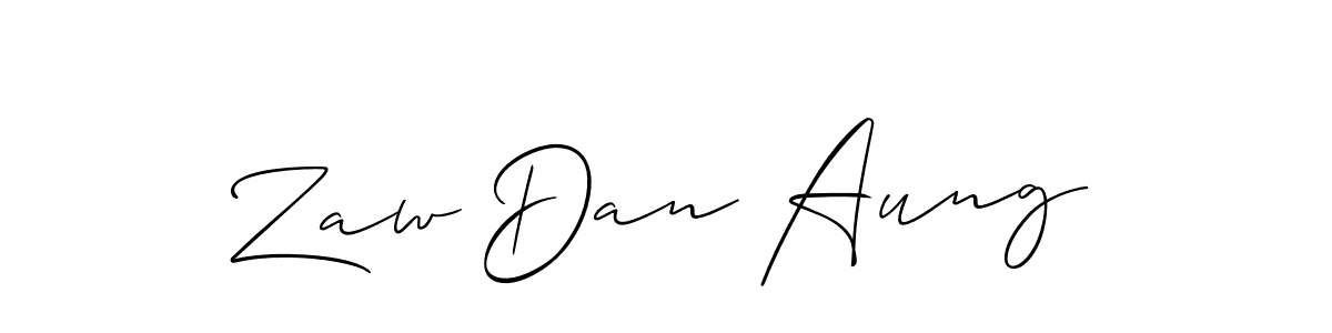 You should practise on your own different ways (Allison_Script) to write your name (Zaw Dan Aung) in signature. don't let someone else do it for you. Zaw Dan Aung signature style 2 images and pictures png