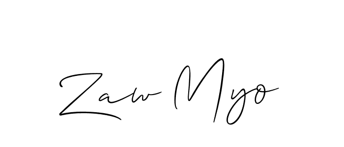 Use a signature maker to create a handwritten signature online. With this signature software, you can design (Allison_Script) your own signature for name Zaw Myo. Zaw Myo signature style 2 images and pictures png
