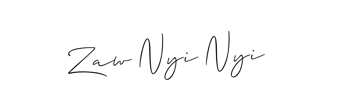 It looks lik you need a new signature style for name Zaw Nyi Nyi. Design unique handwritten (Allison_Script) signature with our free signature maker in just a few clicks. Zaw Nyi Nyi signature style 2 images and pictures png