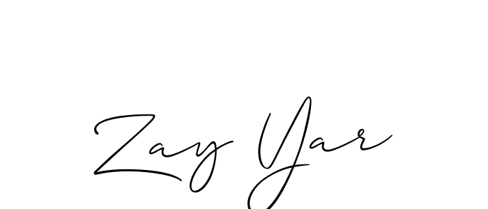 Create a beautiful signature design for name Zay Yar. With this signature (Allison_Script) fonts, you can make a handwritten signature for free. Zay Yar signature style 2 images and pictures png