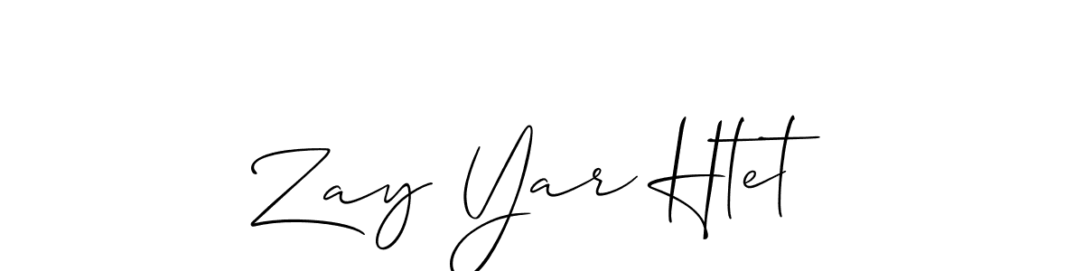 Use a signature maker to create a handwritten signature online. With this signature software, you can design (Allison_Script) your own signature for name Zay Yar Htet. Zay Yar Htet signature style 2 images and pictures png