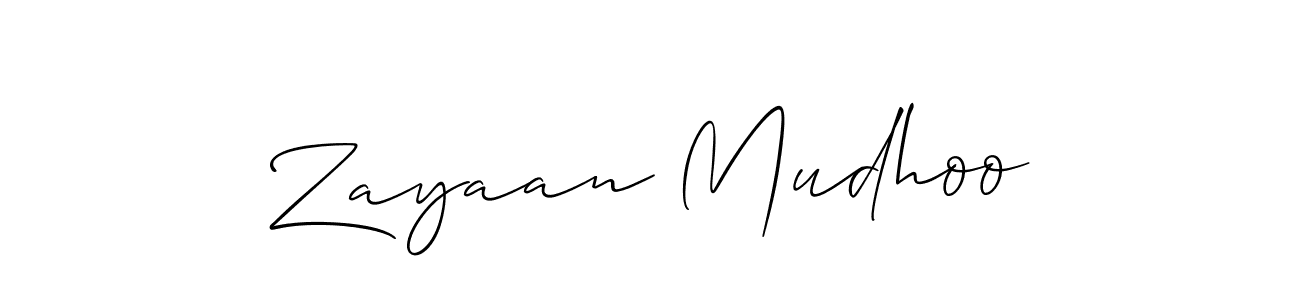 Allison_Script is a professional signature style that is perfect for those who want to add a touch of class to their signature. It is also a great choice for those who want to make their signature more unique. Get Zayaan Mudhoo name to fancy signature for free. Zayaan Mudhoo signature style 2 images and pictures png