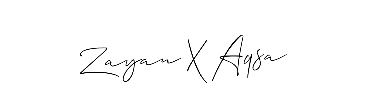 Make a beautiful signature design for name Zayan X Aqsa. With this signature (Allison_Script) style, you can create a handwritten signature for free. Zayan X Aqsa signature style 2 images and pictures png