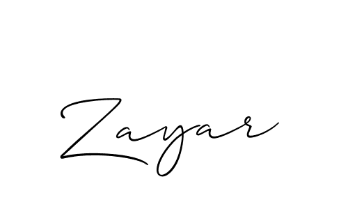 Also You can easily find your signature by using the search form. We will create Zayar name handwritten signature images for you free of cost using Allison_Script sign style. Zayar signature style 2 images and pictures png