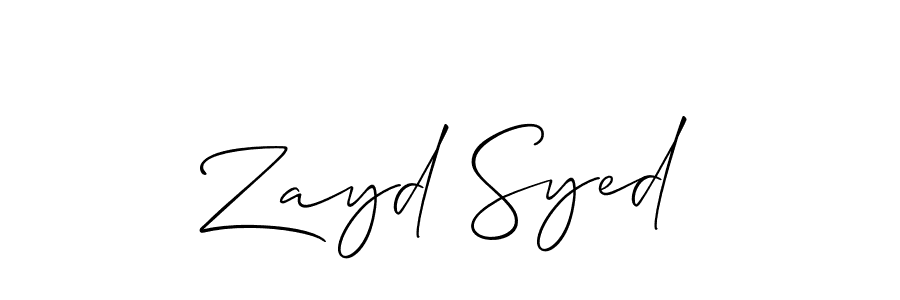 Design your own signature with our free online signature maker. With this signature software, you can create a handwritten (Allison_Script) signature for name Zayd Syed. Zayd Syed signature style 2 images and pictures png