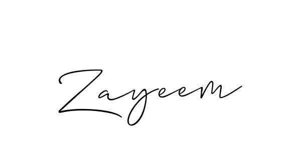 Make a beautiful signature design for name Zayeem. With this signature (Allison_Script) style, you can create a handwritten signature for free. Zayeem signature style 2 images and pictures png