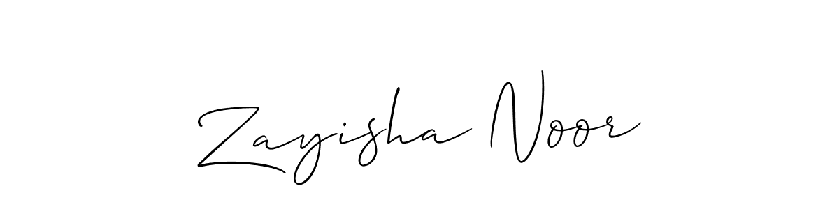 How to make Zayisha Noor name signature. Use Allison_Script style for creating short signs online. This is the latest handwritten sign. Zayisha Noor signature style 2 images and pictures png