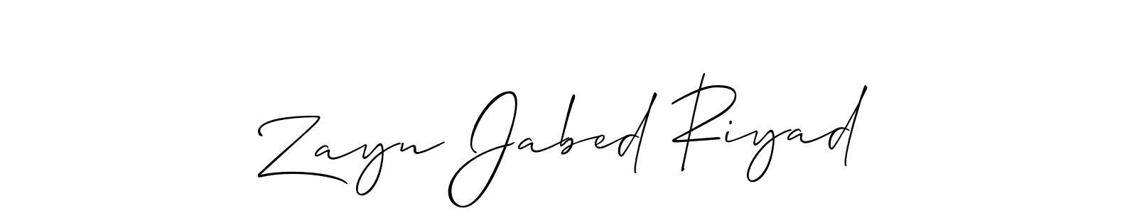 Use a signature maker to create a handwritten signature online. With this signature software, you can design (Allison_Script) your own signature for name Zayn Jabed Riyad. Zayn Jabed Riyad signature style 2 images and pictures png