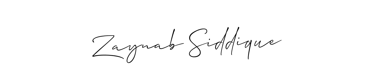 The best way (Allison_Script) to make a short signature is to pick only two or three words in your name. The name Zaynab Siddique include a total of six letters. For converting this name. Zaynab Siddique signature style 2 images and pictures png
