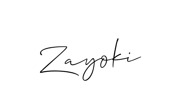 Make a beautiful signature design for name Zayoki. With this signature (Allison_Script) style, you can create a handwritten signature for free. Zayoki signature style 2 images and pictures png