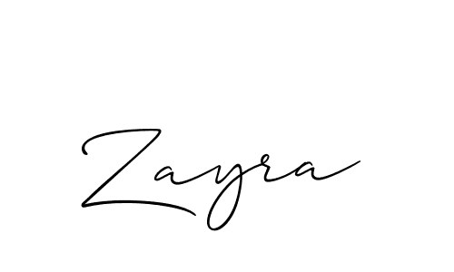 Use a signature maker to create a handwritten signature online. With this signature software, you can design (Allison_Script) your own signature for name Zayra. Zayra signature style 2 images and pictures png