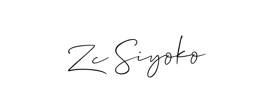 Similarly Allison_Script is the best handwritten signature design. Signature creator online .You can use it as an online autograph creator for name Zc Siyoko. Zc Siyoko signature style 2 images and pictures png