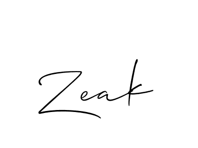 Design your own signature with our free online signature maker. With this signature software, you can create a handwritten (Allison_Script) signature for name Zeak. Zeak signature style 2 images and pictures png