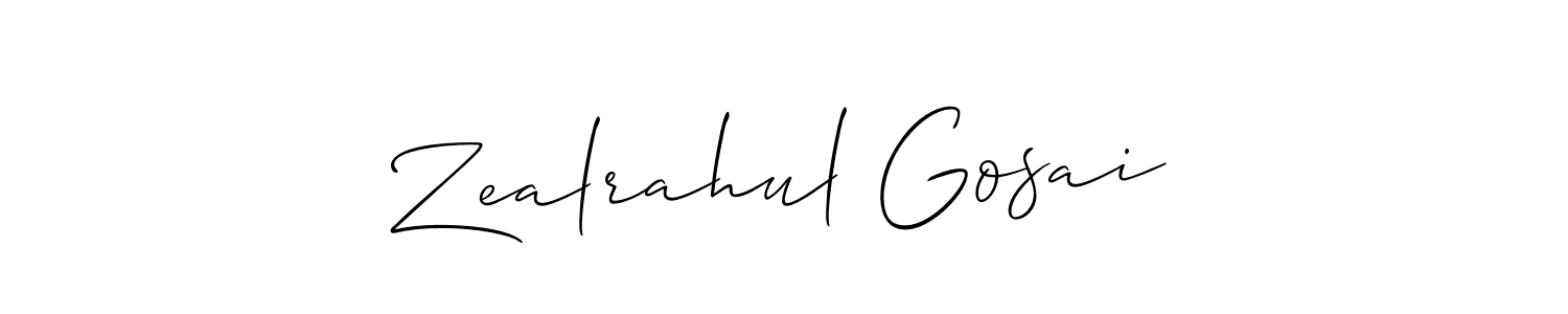 It looks lik you need a new signature style for name Zealrahul Gosai. Design unique handwritten (Allison_Script) signature with our free signature maker in just a few clicks. Zealrahul Gosai signature style 2 images and pictures png