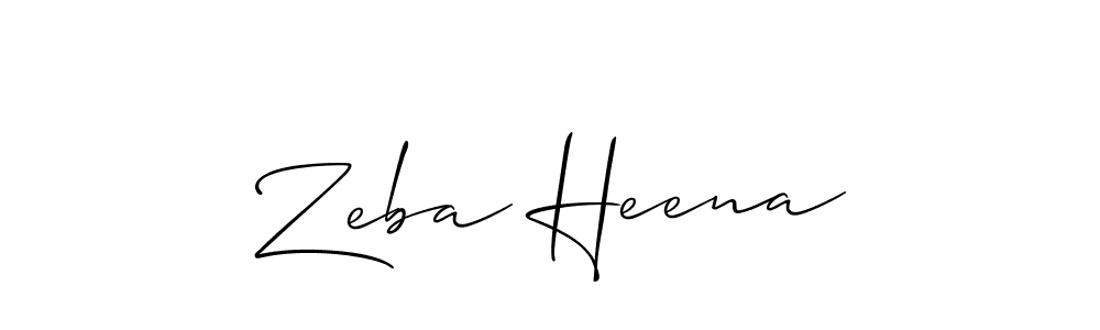 Design your own signature with our free online signature maker. With this signature software, you can create a handwritten (Allison_Script) signature for name Zeba Heena. Zeba Heena signature style 2 images and pictures png