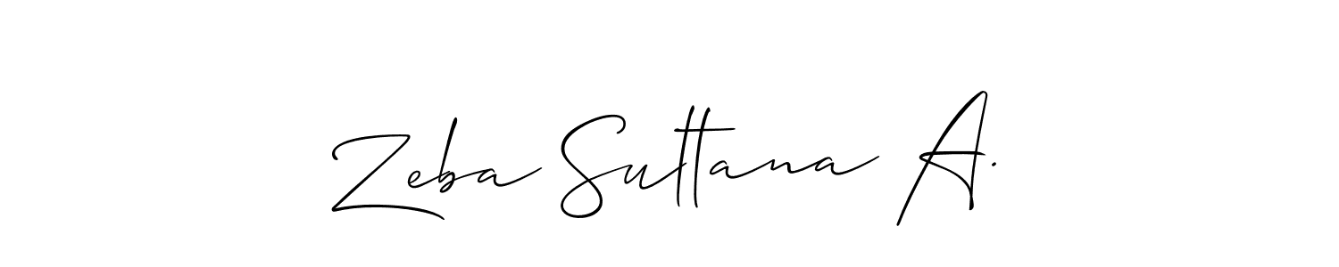 if you are searching for the best signature style for your name Zeba Sultana A.. so please give up your signature search. here we have designed multiple signature styles  using Allison_Script. Zeba Sultana A. signature style 2 images and pictures png