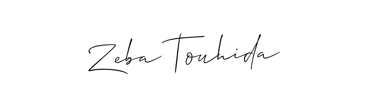 The best way (Allison_Script) to make a short signature is to pick only two or three words in your name. The name Zeba Touhida include a total of six letters. For converting this name. Zeba Touhida signature style 2 images and pictures png