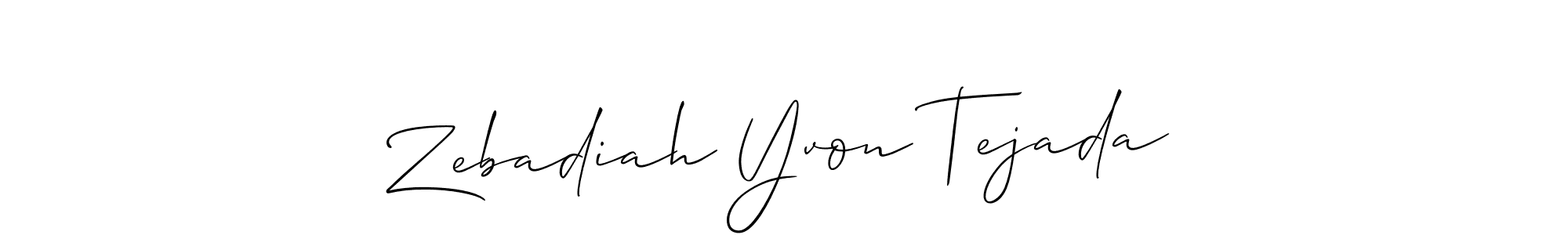 This is the best signature style for the Zebadiah Yvon Tejada name. Also you like these signature font (Allison_Script). Mix name signature. Zebadiah Yvon Tejada signature style 2 images and pictures png
