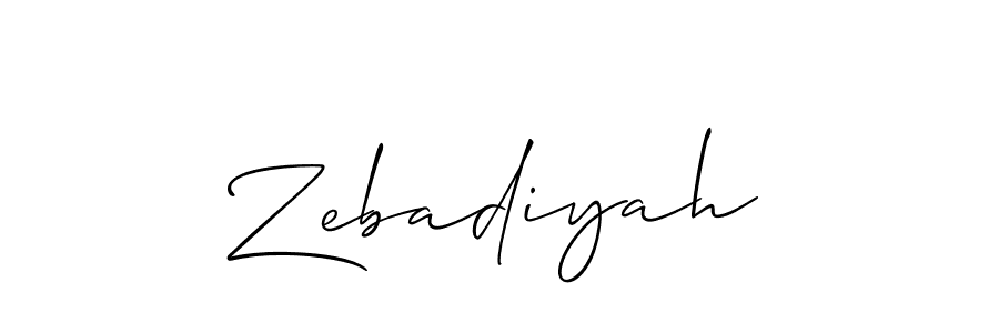 Design your own signature with our free online signature maker. With this signature software, you can create a handwritten (Allison_Script) signature for name Zebadiyah. Zebadiyah signature style 2 images and pictures png