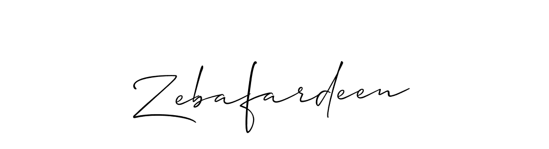 Use a signature maker to create a handwritten signature online. With this signature software, you can design (Allison_Script) your own signature for name Zebafardeen. Zebafardeen signature style 2 images and pictures png