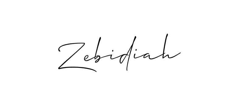 Use a signature maker to create a handwritten signature online. With this signature software, you can design (Allison_Script) your own signature for name Zebidiah. Zebidiah signature style 2 images and pictures png