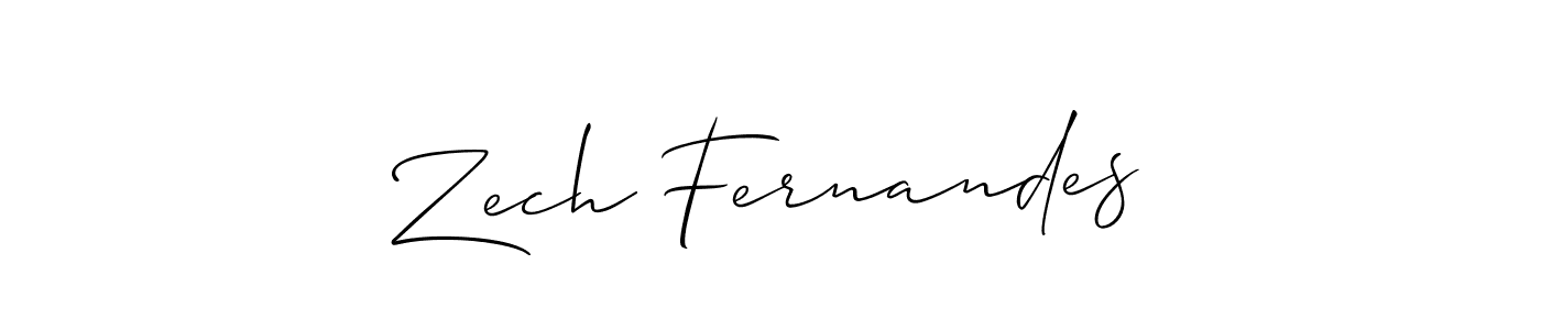 The best way (Allison_Script) to make a short signature is to pick only two or three words in your name. The name Zech Fernandes include a total of six letters. For converting this name. Zech Fernandes signature style 2 images and pictures png