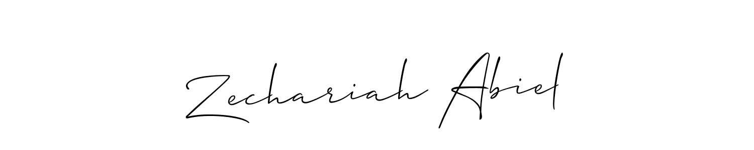 Allison_Script is a professional signature style that is perfect for those who want to add a touch of class to their signature. It is also a great choice for those who want to make their signature more unique. Get Zechariah Abiel name to fancy signature for free. Zechariah Abiel signature style 2 images and pictures png