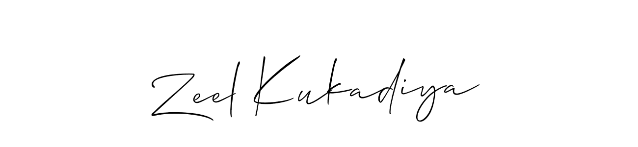 The best way (Allison_Script) to make a short signature is to pick only two or three words in your name. The name Zeel Kukadiya include a total of six letters. For converting this name. Zeel Kukadiya signature style 2 images and pictures png