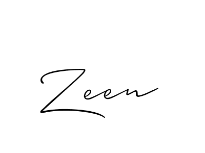 Make a beautiful signature design for name Zeen. With this signature (Allison_Script) style, you can create a handwritten signature for free. Zeen signature style 2 images and pictures png