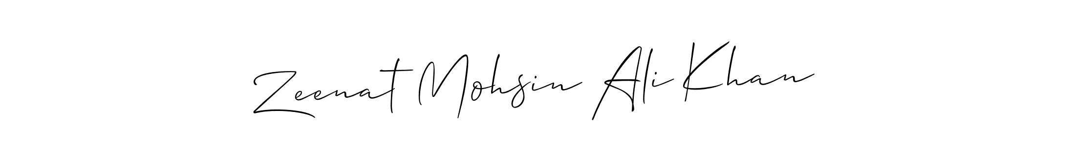 How to make Zeenat Mohsin Ali Khan name signature. Use Allison_Script style for creating short signs online. This is the latest handwritten sign. Zeenat Mohsin Ali Khan signature style 2 images and pictures png