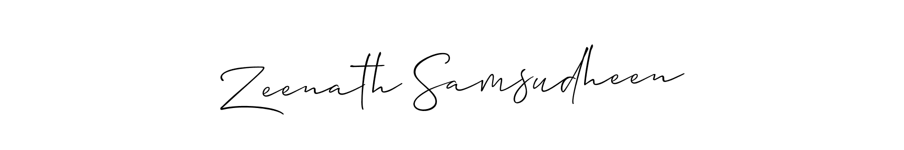 Allison_Script is a professional signature style that is perfect for those who want to add a touch of class to their signature. It is also a great choice for those who want to make their signature more unique. Get Zeenath Samsudheen name to fancy signature for free. Zeenath Samsudheen signature style 2 images and pictures png