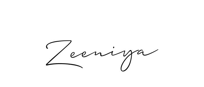 Use a signature maker to create a handwritten signature online. With this signature software, you can design (Allison_Script) your own signature for name Zeeniya. Zeeniya signature style 2 images and pictures png