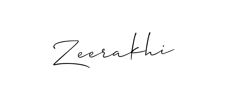 How to make Zeerakhi signature? Allison_Script is a professional autograph style. Create handwritten signature for Zeerakhi name. Zeerakhi signature style 2 images and pictures png