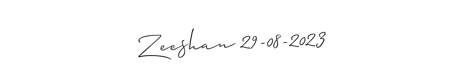 This is the best signature style for the Zeeshan 29-08-2023 name. Also you like these signature font (Allison_Script). Mix name signature. Zeeshan 29-08-2023 signature style 2 images and pictures png