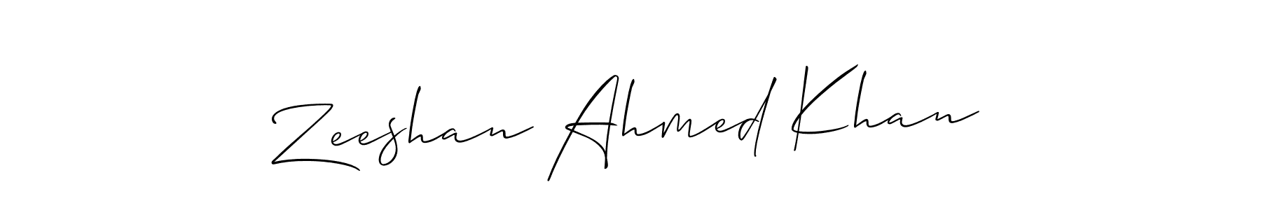 Make a short Zeeshan Ahmed Khan signature style. Manage your documents anywhere anytime using Allison_Script. Create and add eSignatures, submit forms, share and send files easily. Zeeshan Ahmed Khan signature style 2 images and pictures png
