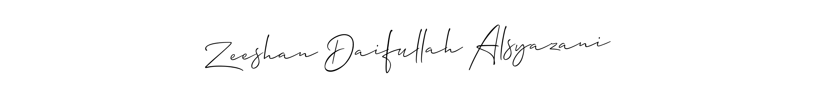 Check out images of Autograph of Zeeshan Daifullah Alsyazani name. Actor Zeeshan Daifullah Alsyazani Signature Style. Allison_Script is a professional sign style online. Zeeshan Daifullah Alsyazani signature style 2 images and pictures png