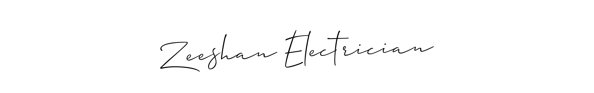 Use a signature maker to create a handwritten signature online. With this signature software, you can design (Allison_Script) your own signature for name Zeeshan Electrician. Zeeshan Electrician signature style 2 images and pictures png