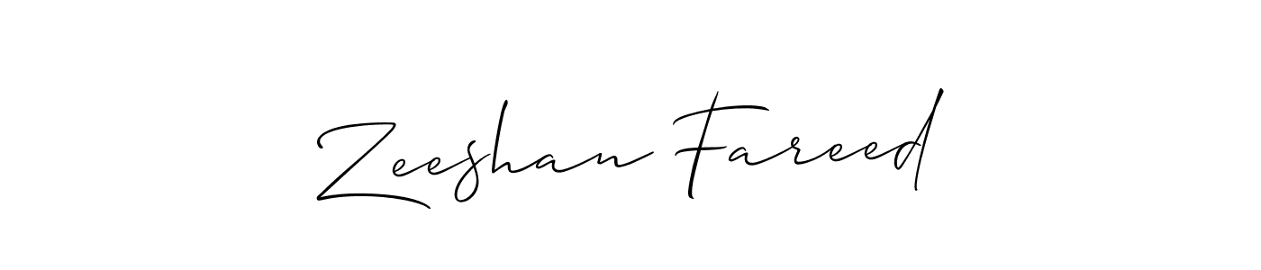 Make a beautiful signature design for name Zeeshan Fareed. With this signature (Allison_Script) style, you can create a handwritten signature for free. Zeeshan Fareed signature style 2 images and pictures png