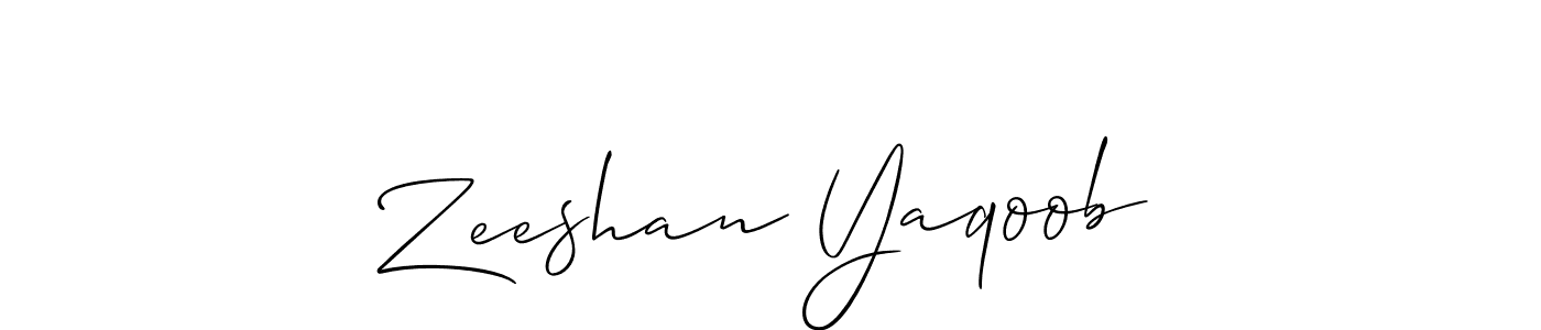 Use a signature maker to create a handwritten signature online. With this signature software, you can design (Allison_Script) your own signature for name Zeeshan Yaqoob. Zeeshan Yaqoob signature style 2 images and pictures png