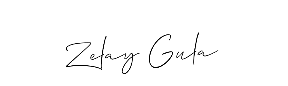 Create a beautiful signature design for name Zelay Gula. With this signature (Allison_Script) fonts, you can make a handwritten signature for free. Zelay Gula signature style 2 images and pictures png