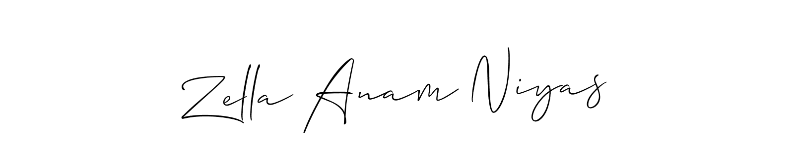 Also we have Zella Anam Niyas name is the best signature style. Create professional handwritten signature collection using Allison_Script autograph style. Zella Anam Niyas signature style 2 images and pictures png