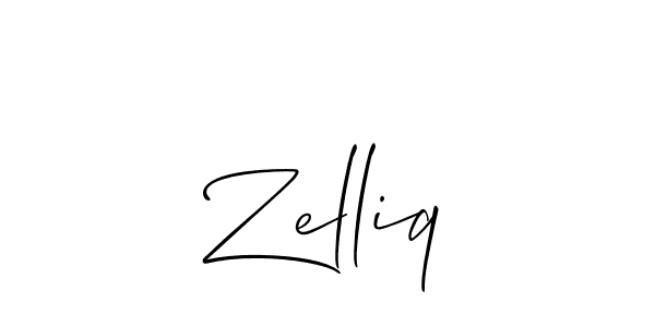 Make a beautiful signature design for name Zelliq. With this signature (Allison_Script) style, you can create a handwritten signature for free. Zelliq signature style 2 images and pictures png